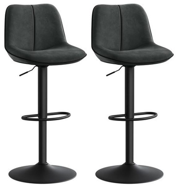 VASAGLE Barhocker 2er Set, Barstühle höhenverstellbar, drehbare Küchenhocker, mit ergonomischer Rückenlehne, Samt, für Kücheninsel, Hausbar, modern