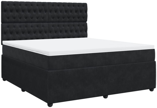 vidaXL Boxspringbett mit Matratze Schwarz 180x200 cm Samt 3292414