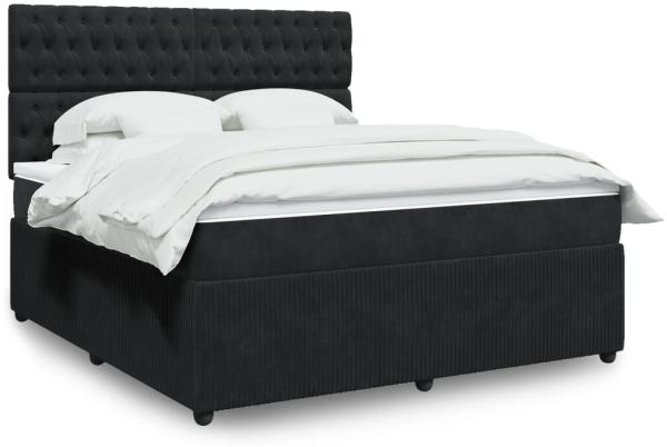 vidaXL Boxspringbett mit Matratze Schwarz 180x200 cm Samt 3292414