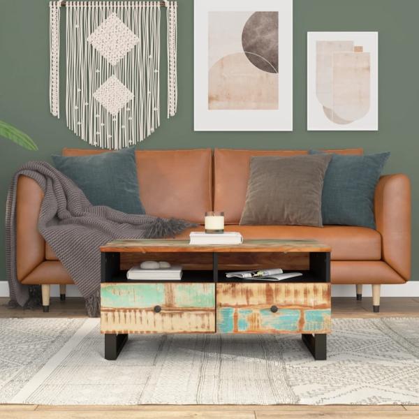 vidaXL Couchtisch 80x54x40 cm Altholz Massiv & Holzwerkstoff 351956