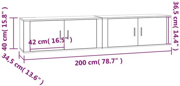 vidaXL TV-Wandschränke 2 Stk. Sonoma-Eiche 100x34,5x40 cm 3188369 Bild 8
