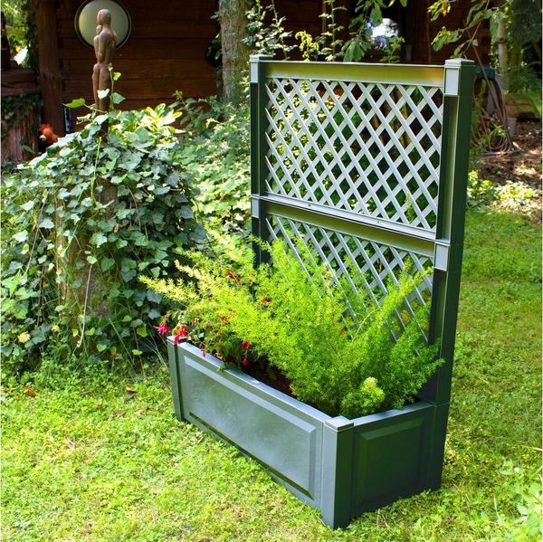 NYVI Blumenkasten Pflanzkasten mit Spalier NYVIGreen 110L aus wetterfestem Kunststoff (1 St), Pflanzkübel, Pflegeleicht, Steckmontage ohne Werkzeug