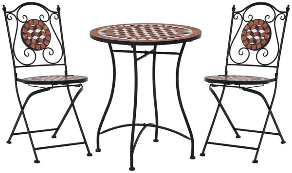 vidaXL 3-tlg. Bistro-Set Mosaik Keramik Terrakotta 279689