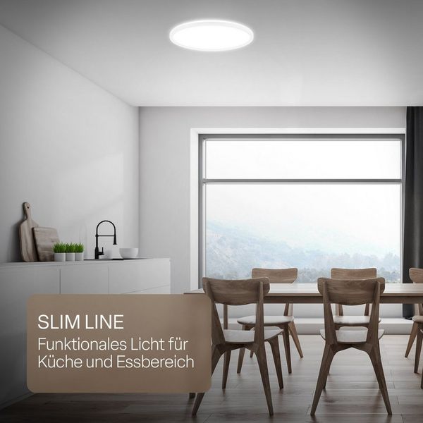 B.K.Licht - LED Deckenlampe mit indirektem Licht, Flach, Neutralweißes Licht, IP44, Panel, LED Lampe, Deckenleuchte, Badezimmer Lampe, Wohnzimmerlampe, Küchenlampe, 42x3 cm, Weiß