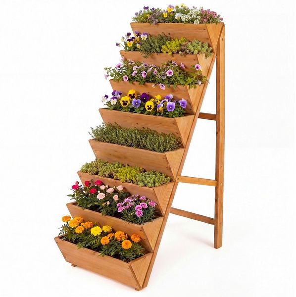 COSTWAY Blumenkasten (1 St), vertikales Hochbeet, Blumenbeet, Pflanzkästen, Holz