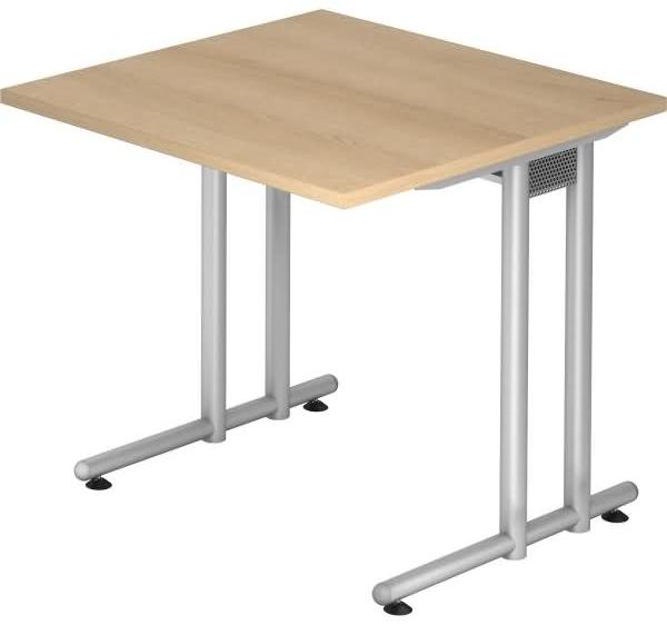 Schreibtisch NS08 C-Fuß 80x80cm Eiche Gestellfarbe: Silber