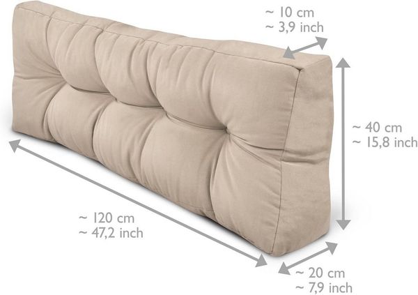 Beautissu Palettenkissen Palettenkissen Outdoor 1x Sitzkissen & 1x Rückenkissen, Natur, Outdoor 1x Sitzkissen 120x80 cm & 1x Rückenkissen 120x40 cm