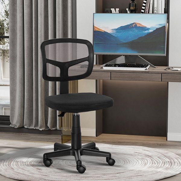 Vinsetto Bürostuhl höhenverstellbarer, platzsparend, gepolstert (ergonomischer Schreibtischstuhl, 1 St), für Arbeitszimmer, Büro, Schwarz