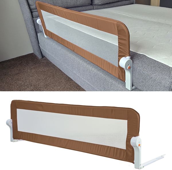 Premium Baby Bettgitter Rausfallschutz Braun 150x43cm