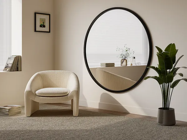 Vente-unique - ZANG Spiegel Holz, Platte Schwarz - B 4 cm x H 150 cm x L 150 cm