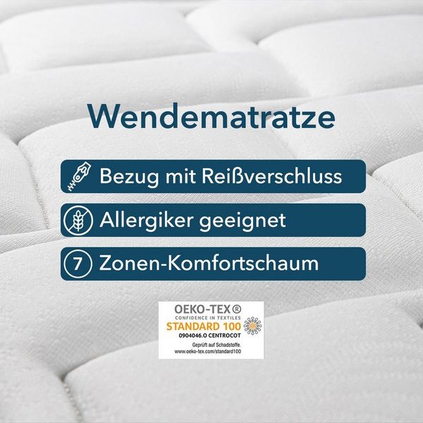 Komfortschaummatratze 23cm, Wave 3D, Wendematratze mit zwei Härtegraden, DI QUATTRO, 23 cm hoch, (1-tlg), Matratze in H2+H3 & H4+H5, 90x200, 140x200 und weitere Größen