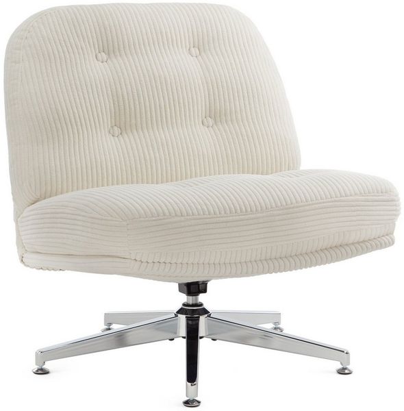 IWMH Bürostuhl Dick Schreibtischstuhl Ohne Rollen, Cordstoff Drehstuhl ohne Armlehnen (Lesesessel mit 15cm dickem Sitzkissen), Gepolsterter Stuhl für Schlafzimmer Wohnzimmer Schminktisch