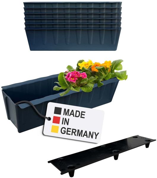 BURI 6 Euro-Paletten Blumenkästen-Einsätze inkl. Bewässerungsmatte | 37,3cm Anthrazit | Pflanzkasten für Europalette Palette | Balkonkasten | Blumentopf | aus stabilen Kunststoff | Made in Germany Bild 2