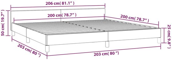 Bettgestell mit Kopfteil Dunkelgrau 200x200 cm Stoff [347440] Bild 9