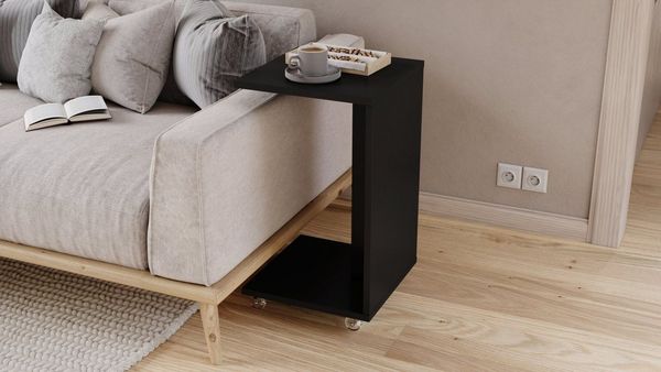 designimpex Beistelltisch Design Hugo Ecktisch Tisch Notebooktisch mit/ohne Rollen, tisch klein, ecktisch, rollbarer tisch, beistelltisch klein,homeoffice
