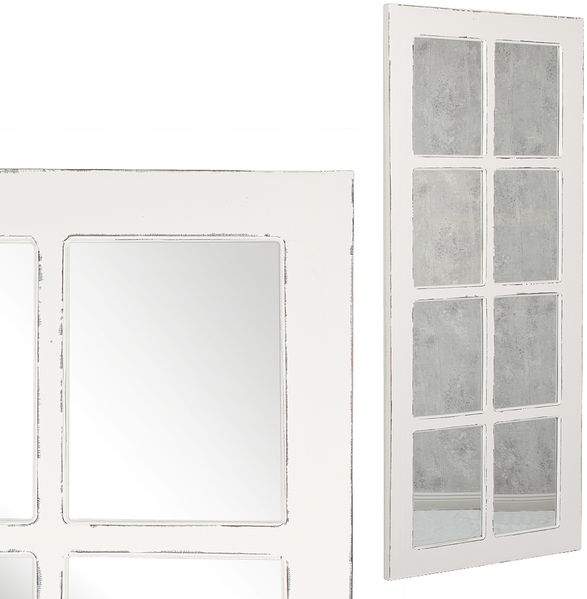 Spiegel WINDOW Antik-Weiß ca. 180x80cm Landhaus Fensterspiegel Wandspiegel