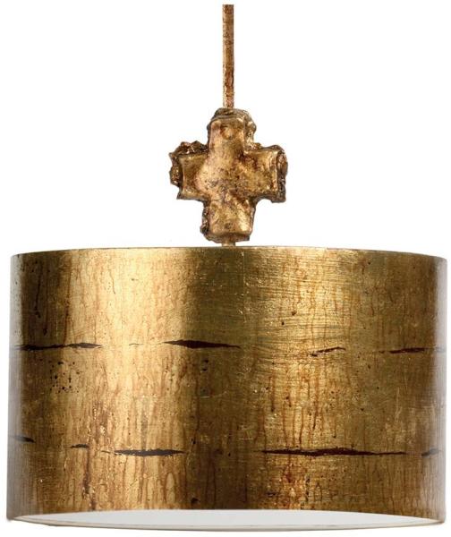 Pendellampe, Deckenleuchte, Stahl Acryl, Gold, D 38 cm