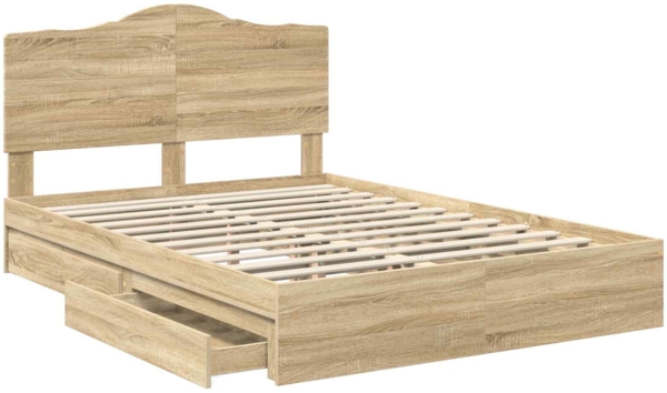 vidaXL Aufbewahrungsbett Sonoma-Eiche 150x200 cm Holzwerkstoff 3413494 Bild 4