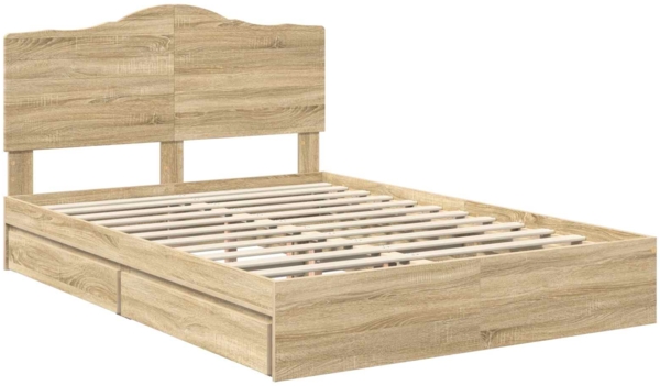 vidaXL Aufbewahrungsbett Sonoma-Eiche 150x200 cm Holzwerkstoff 3413494 Bild 3