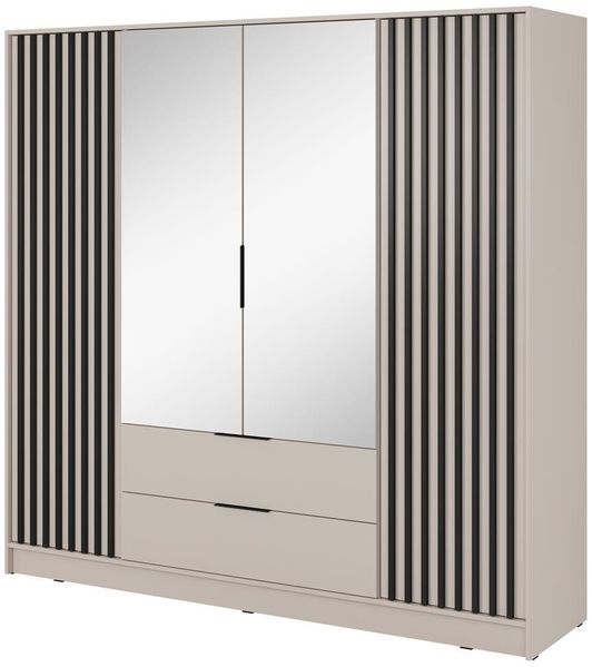Compleo Kleiderschrank LISA Drehtürenschrank mit Lamellen, 4-türig Schrank, 200 cm