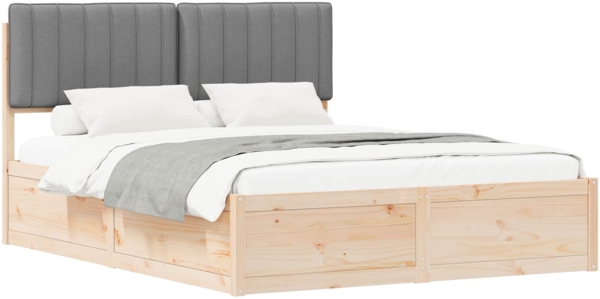 vidaXL Bettgestell mit gepolstertem Kopfteil Hellgrau 150 x 200 cm 3398224
