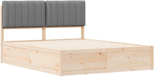 vidaXL Bettgestell mit gepolstertem Kopfteil Hellgrau 150 x 200 cm 3398224 Bild 4