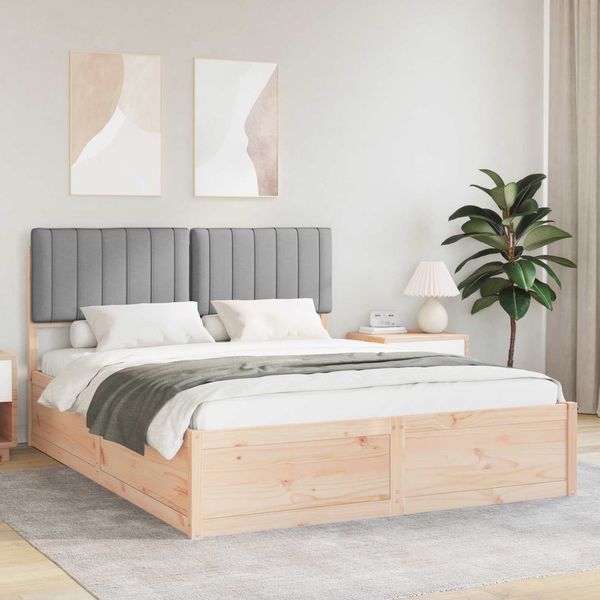 vidaXL Bettgestell mit gepolstertem Kopfteil Hellgrau 150 x 200 cm 3398224