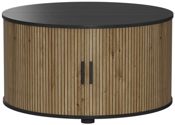 Couchtisch Selva Eiche/Schwarz 80 x 80 cm mit Schiebetür Vicco