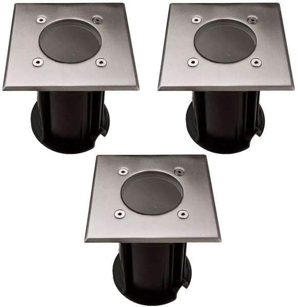 3er Set RGB LED Einbaulampe, Edelstahl, Fernbedienung, L 11 cm