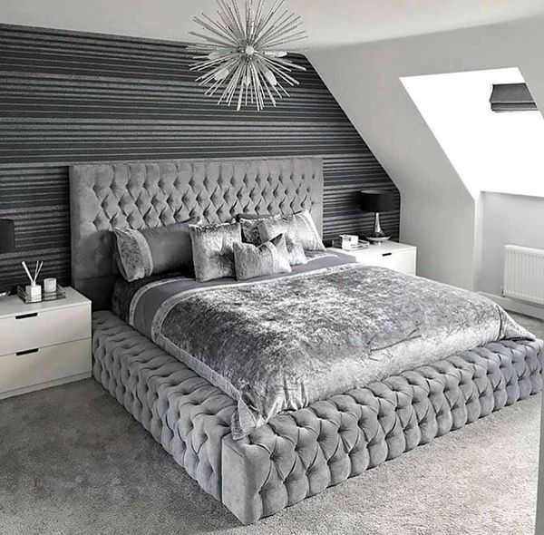 JVmoebel Polsterbett Samt Polsterbett im modernen Design für stilvolle Schlafzimmer (Doppelbett), Made in Europa