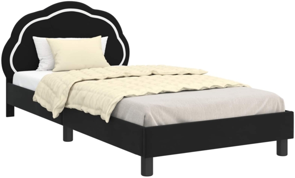 vidaXL Kinderbettgestell mit Kopfteil Schwarz 90x200 cm Samt 42010924