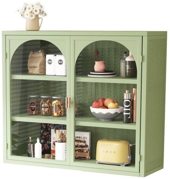 Yorbay Hängeschrank Badezimmerschrank Wandschrank Küchenschrank (70 x 60 x 23 cm) 3 Ebenen & Webmuster, mit verstellbaren Ablagen, Glastür