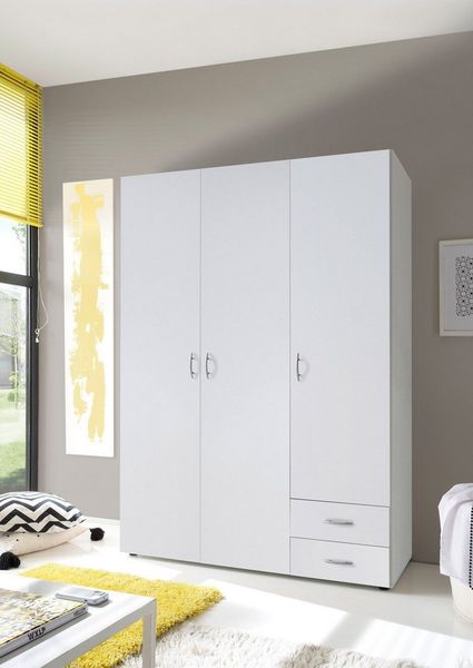 Stella Trading 'BASE' Kleiderschrank, Holz, Weiß, 177 x 52 x 120 cm