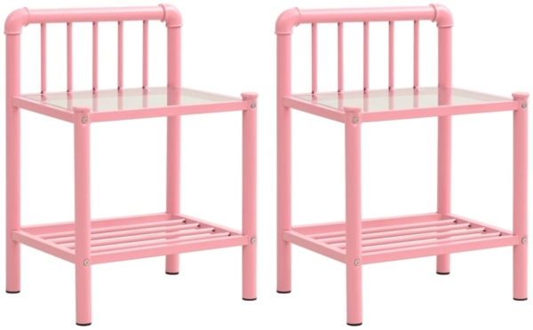 vidaXL Nachttische 2 Stk. Rosa Transparent Metall und Glas [325103]