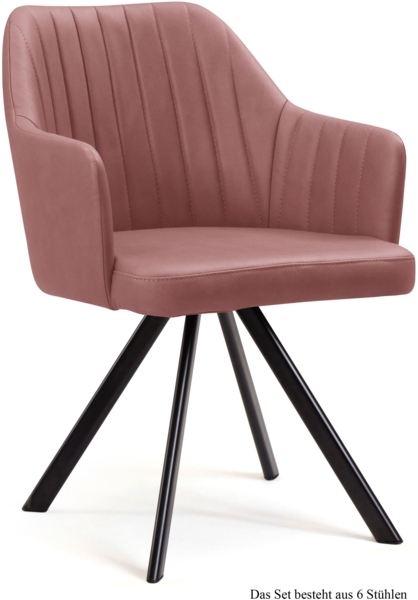 Armlehnstuhl drehbar (6er-Set) Dhana 58 x 81 x 60 Schwarz/Rosewood