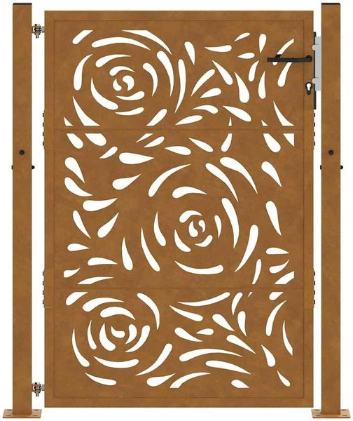 vidaXL Gartentor 100x125 cm Verwitterungsstahl Flammendesign 4100995 Bild 4