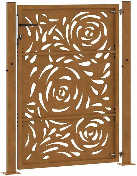 vidaXL Gartentor 100x125 cm Verwitterungsstahl Flammendesign 4100995 Bild 7