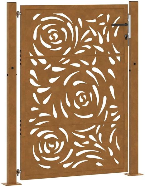 vidaXL Gartentor 100x125 cm Verwitterungsstahl Flammendesign 4100995 Bild 2