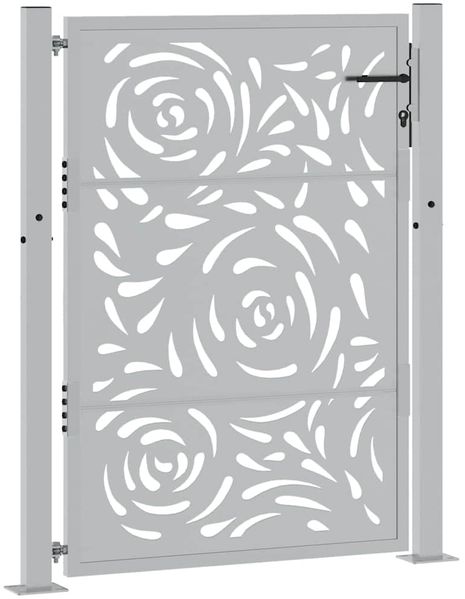 vidaXL Gartentor 100x125 cm Verwitterungsstahl Flammendesign 4100995 Bild 3