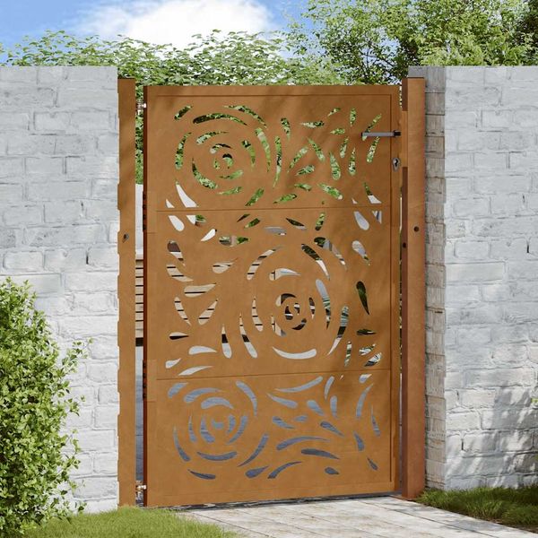 vidaXL Gartentor 100x125 cm Verwitterungsstahl Flammendesign 4100995