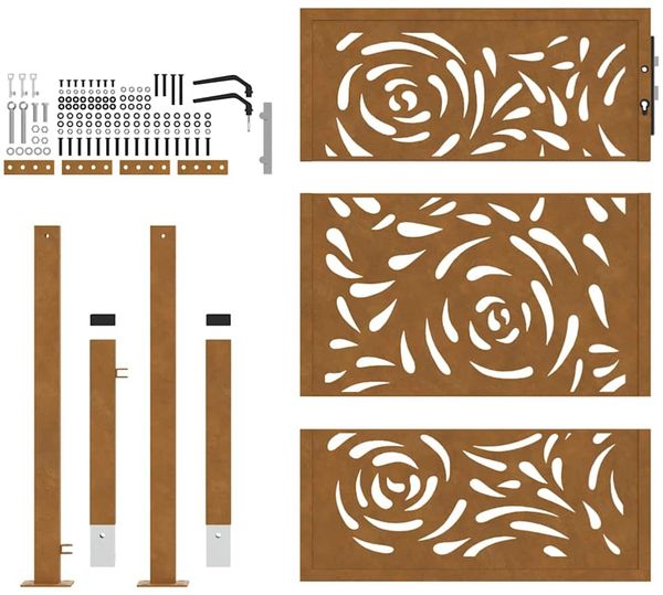 vidaXL Gartentor 100x125 cm Verwitterungsstahl Flammendesign 4100995 Bild 5