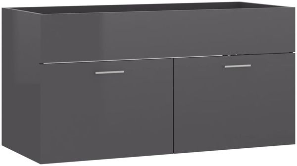 Waschbeckenunterschrank, Badschrank, Unterschrank Hochglanz-Grau 90x38,5x46cm j165p