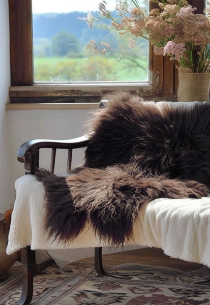 Lammfell Natur Farben Farbe: Espresso | Größe: 120-130 Bild 5