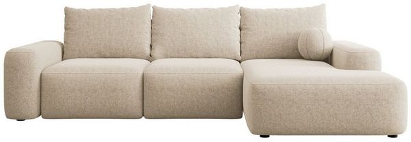 Selsey Ecksofa CARNOS, mit Schlaffunktion, Bettkasten, Chenille-Bezug, Ballkissen