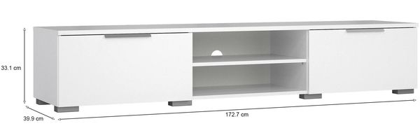 Dmora Fernsehschrank Ammiro, Ständer für Wohnzimmerfernseher, Niedriges Wohnzimmer-Sideboard, TV-Ständerbasis, 173x40 h33 cm, Glänzendes Weiß Bild 3