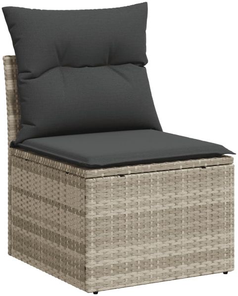 vidaXL 9-tlg. Garten-Sofagarnitur mit Kissen Hellgrau Poly Rattan 3219432 Bild 6
