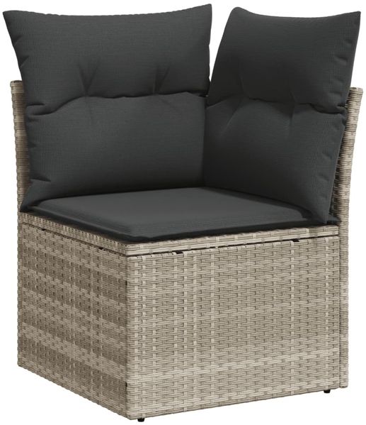 vidaXL 9-tlg. Garten-Sofagarnitur mit Kissen Hellgrau Poly Rattan 3219432 Bild 4