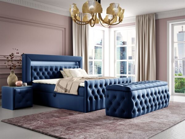 Nachttisch Nachtkonsole ERNESTO 50x50cm in Stoff Elisa Velvet Blau Bild 2