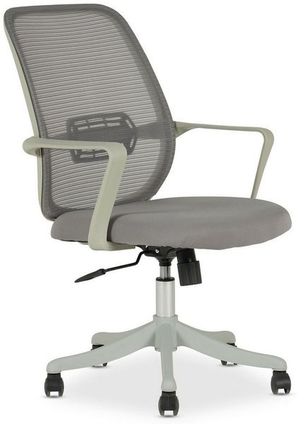 IDIMEX Drehstuhl MOLLIS, Ergonomischer Bürodrehstuhl mit Armlehnen & Mesh Bezug grau/weiß