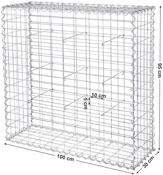 SONGMICS Gabionenkorb, verzinkt, Metall silber, 100 x 90 x 30cm Bild 5